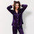 Purple Silk Night Suit Turn Down Collar Long Sleeves